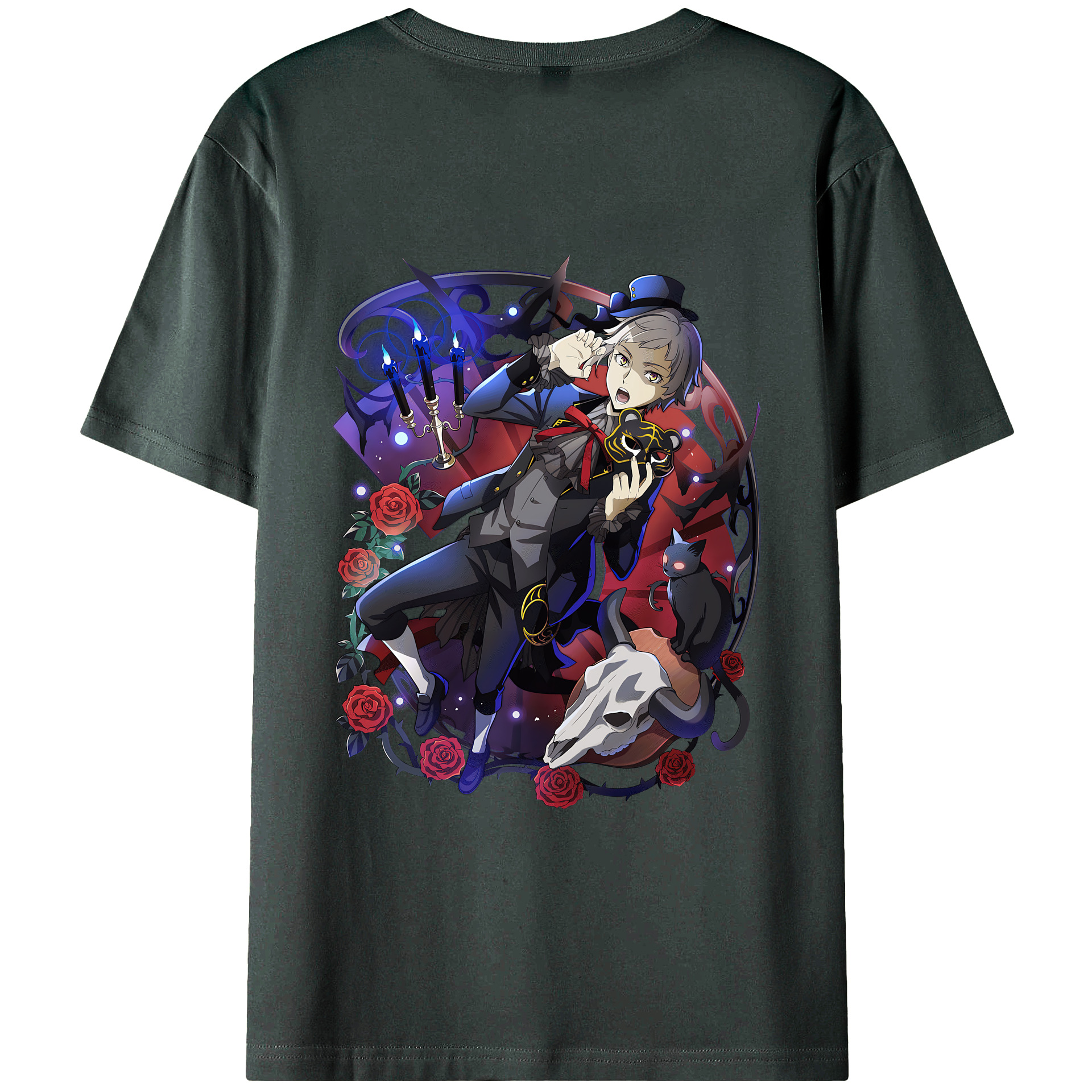 （画像用） 文豪ストレイドッグス Bungo Stray Dogs 綿100％ メンズ半袖Tシャツ（バックプリント） 通気性